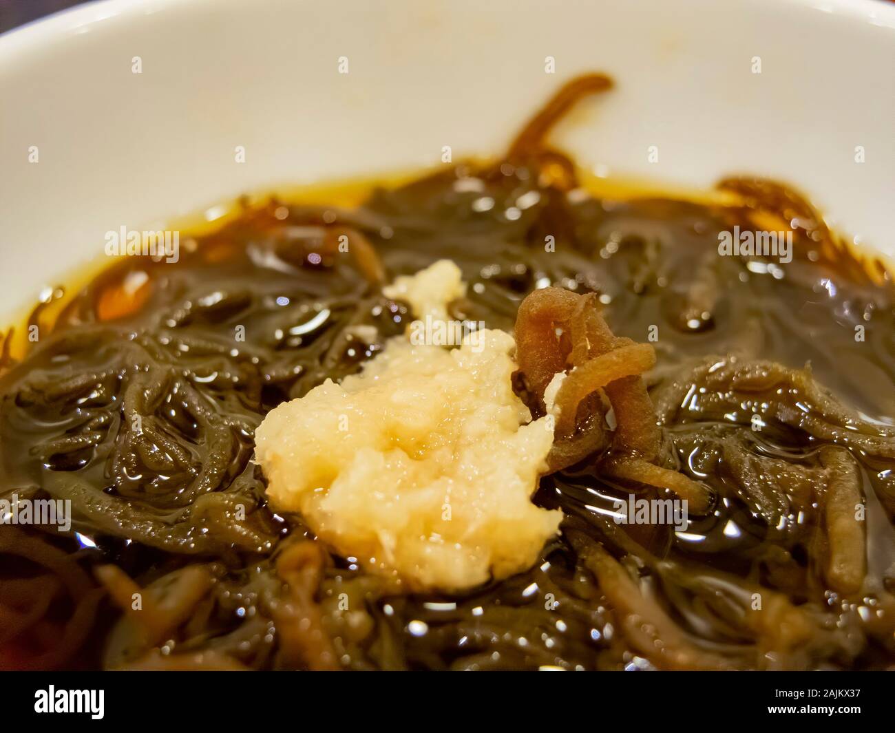 Immagine ravvicinata dell'Aceto kelp seta, mangiato al Taipei, Taiwan Foto Stock