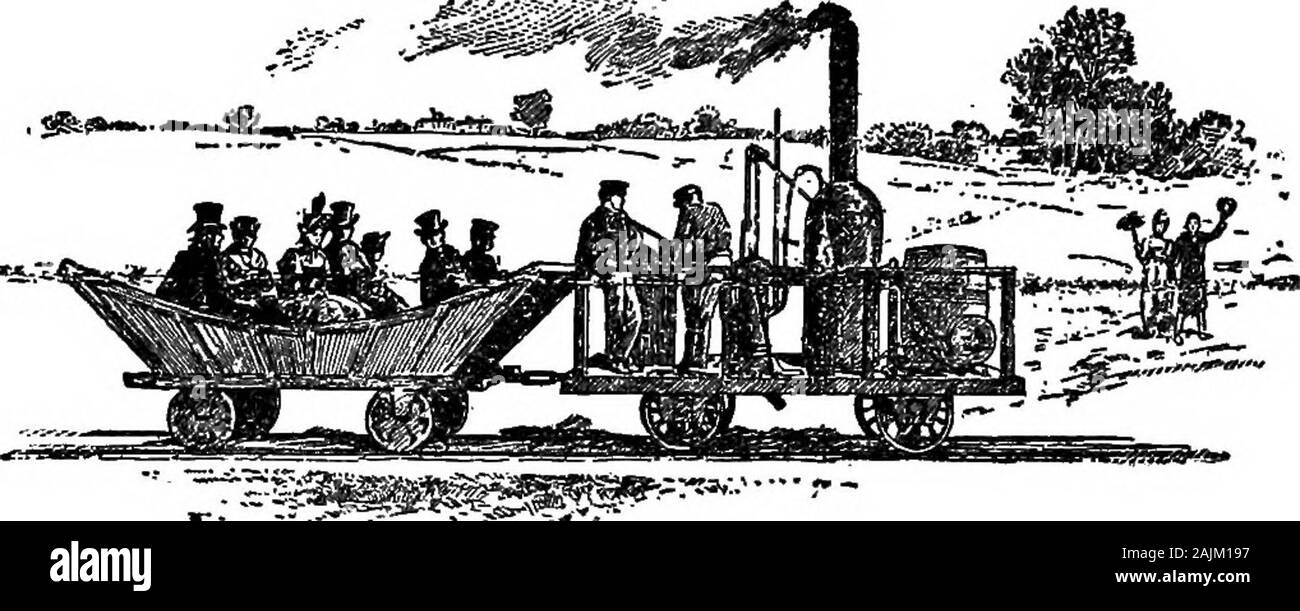 La storia del Pullman auto . Sanspareilby Timothy Hackworth. A causa del fallimento della novità e il Sanspareil a completol corsa di prova e il successo delle performance di theRocket nel soddisfare i termini del concorso,l'Stephensons sono stati insigniti del premio e receivedan ordine per altri sette locomotive. Esso isinteresting per imparare che durante il suo primo viaggio theRocket raggiunto la velocità senza precedenti oftwenty-cinque miglia all'ora. Nel 1819 Benjamin Dearborn, di Boston, memo-Congresso rialized per quanto riguarda una modalità di propellingwheel-carrelli per il trasporto di posta e passen-gers con tale cele Foto Stock
