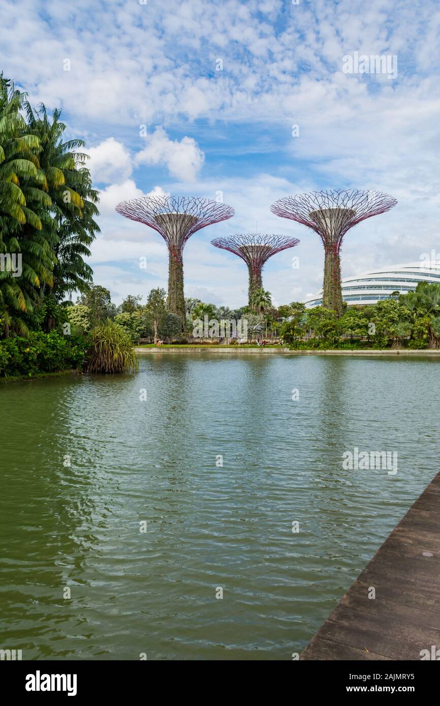 Giardini dalla Baia di Singapore Foto Stock