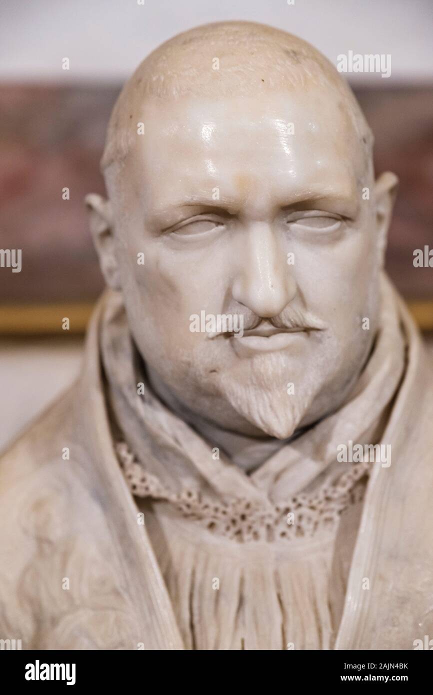 Arte italiana, busto di Papa Paolo V, Camillo Borghese, di Gian Lorenzo Bernini, Galleria Borghese Museum, Roma, Italia Foto Stock