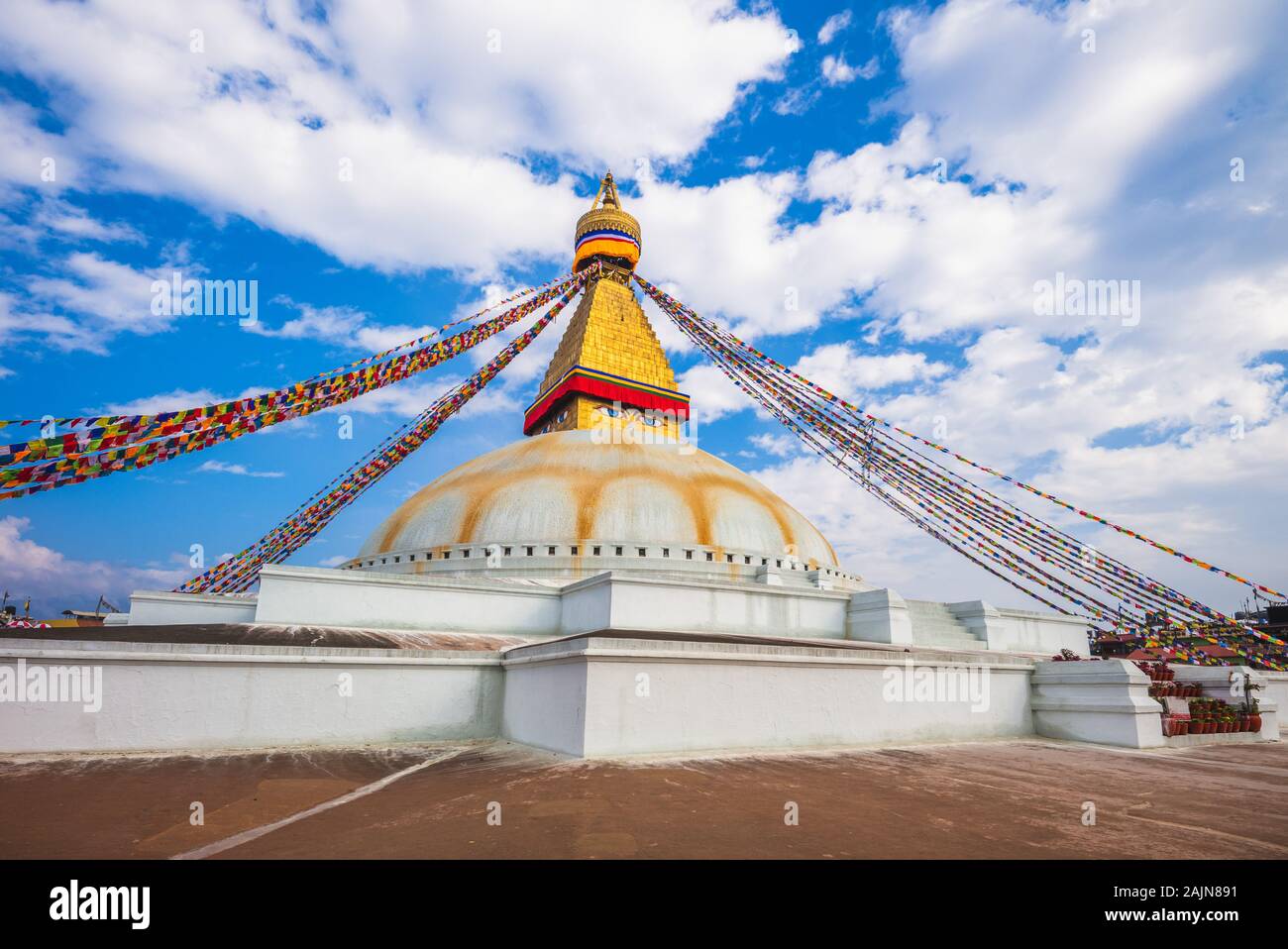 Boudha Stupa Boudhanath () a Kathmandu, Nepal Foto Stock