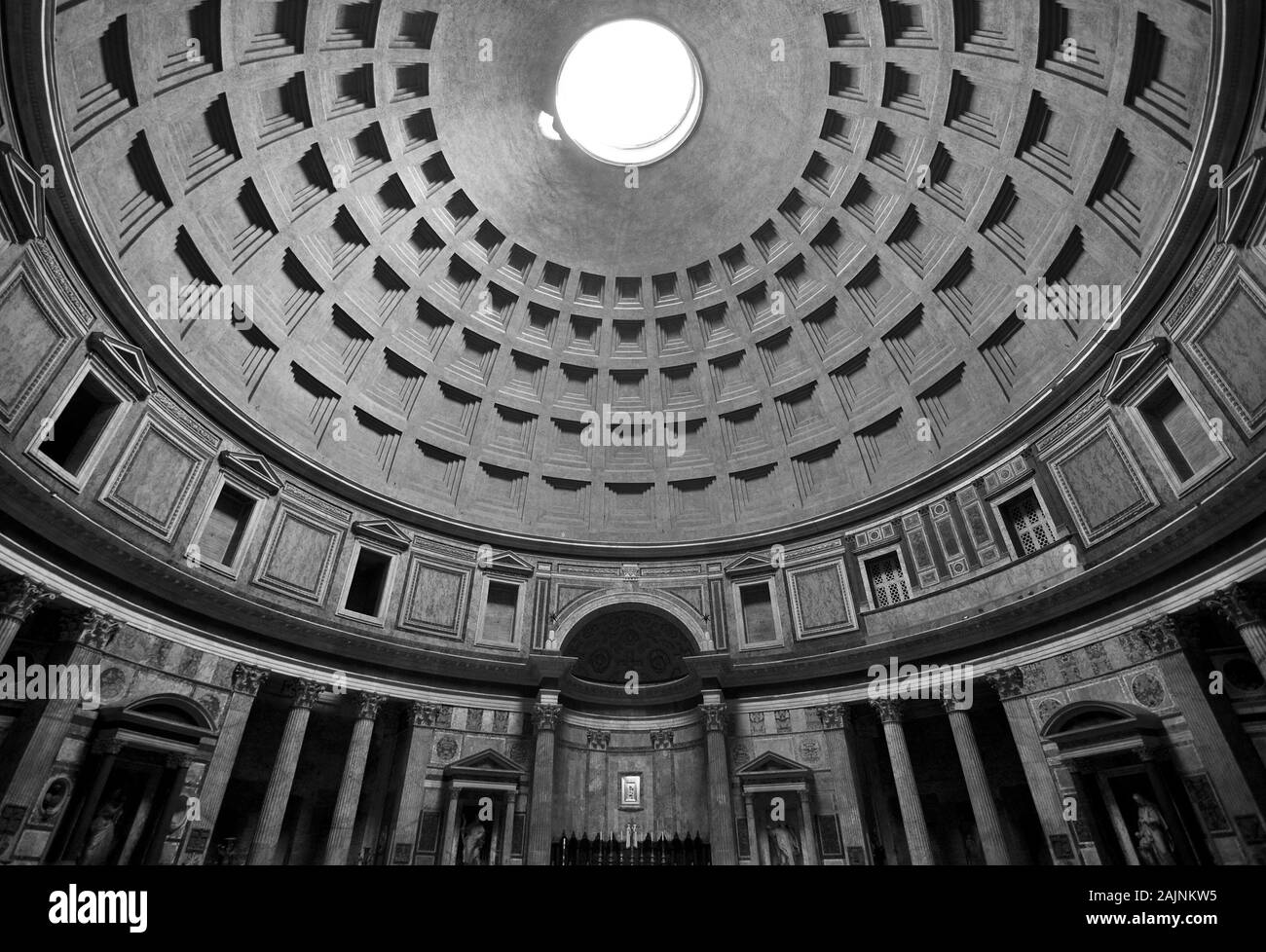 Interior design di architettura del Pantheon di Roma, Italia Foto Stock