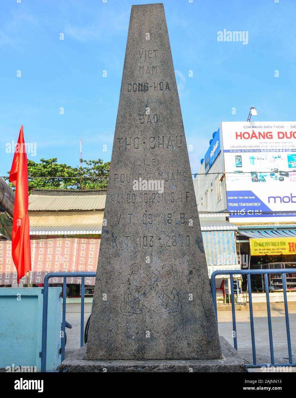 Kien Giang, Vietnam - Dic 13, 2017. Storico monumento di pietra del Tho Chau Island (Poulo Panjang) in Kien Giang, Vietnam. Foto Stock