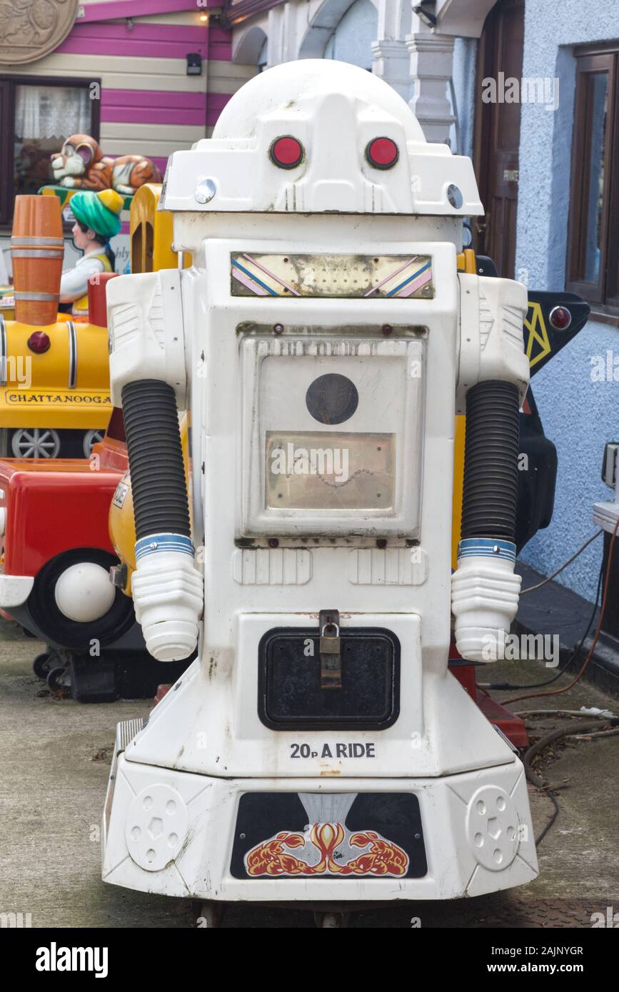 20p un giro, il centro fieristico a robot, vintage Foto Stock