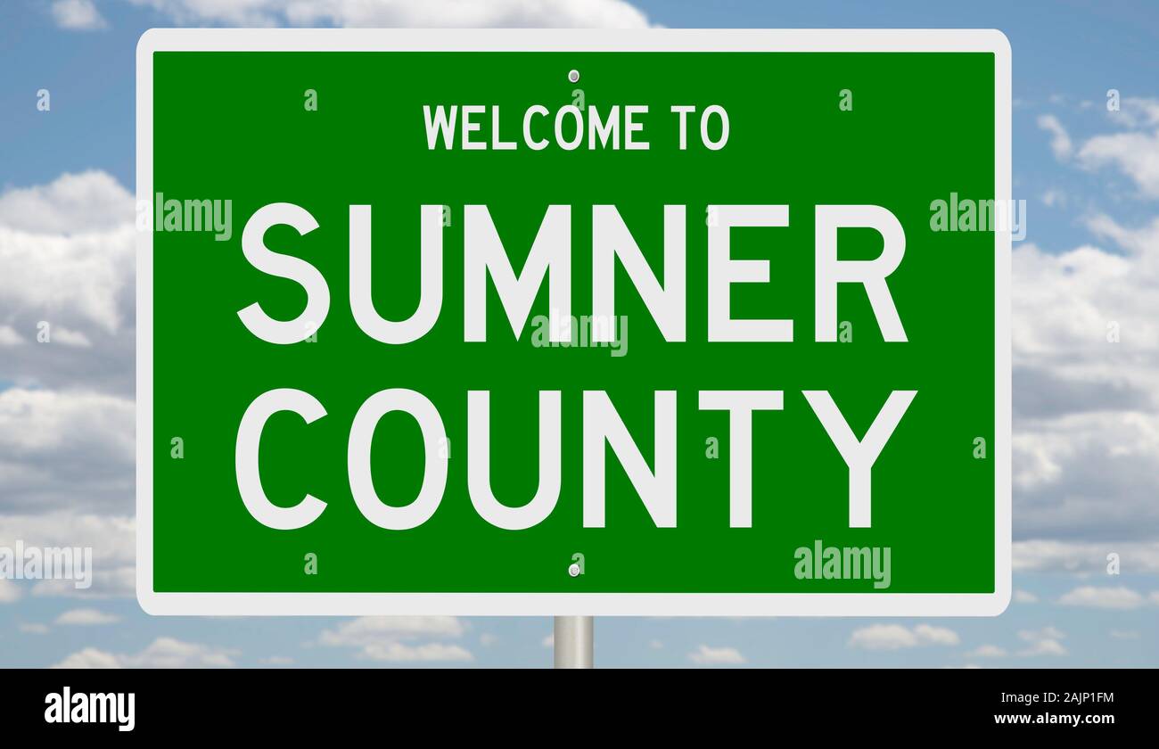 Il rendering di un verde 3d autostrada segno per Sumner County Foto Stock