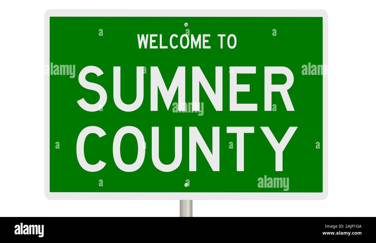 Il rendering di un verde 3d autostrada segno per Sumner County Foto Stock