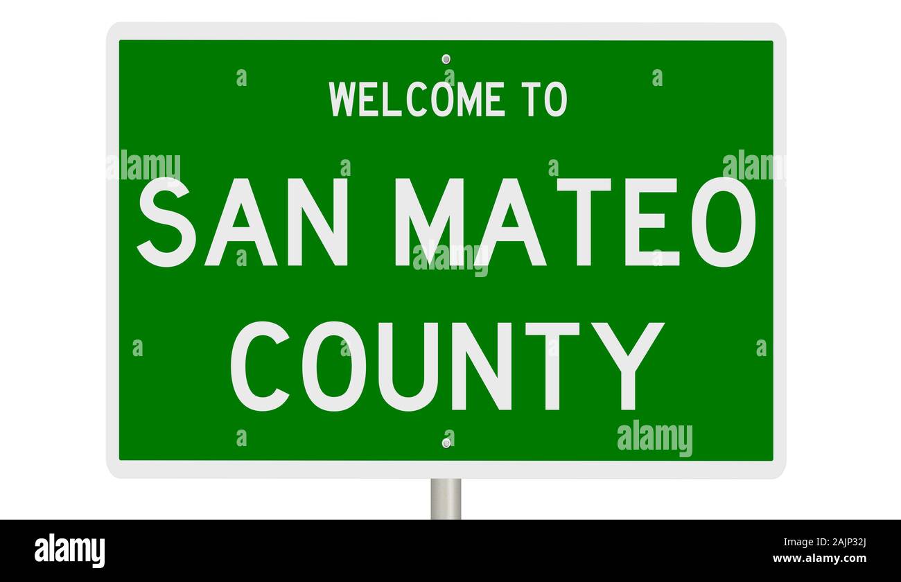 Il rendering di un verde 3d autostrada segno per San Mateo County Foto Stock