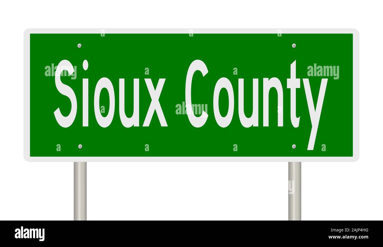 Il rendering di un verde 3d autostrada segno per la contea di Sioux Foto Stock