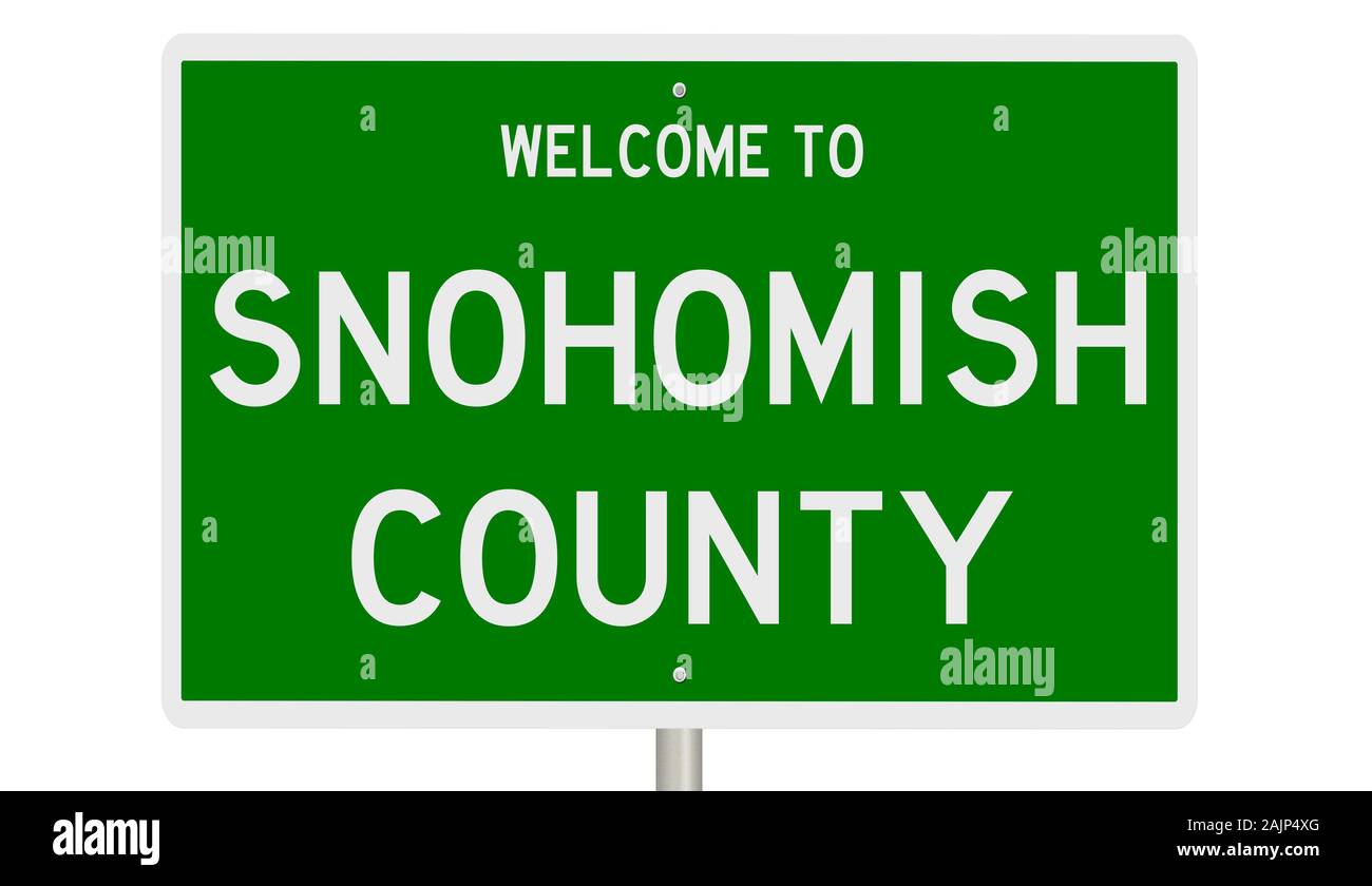Il rendering di un verde 3d autostrada segno per la contea di Snohomish Foto Stock