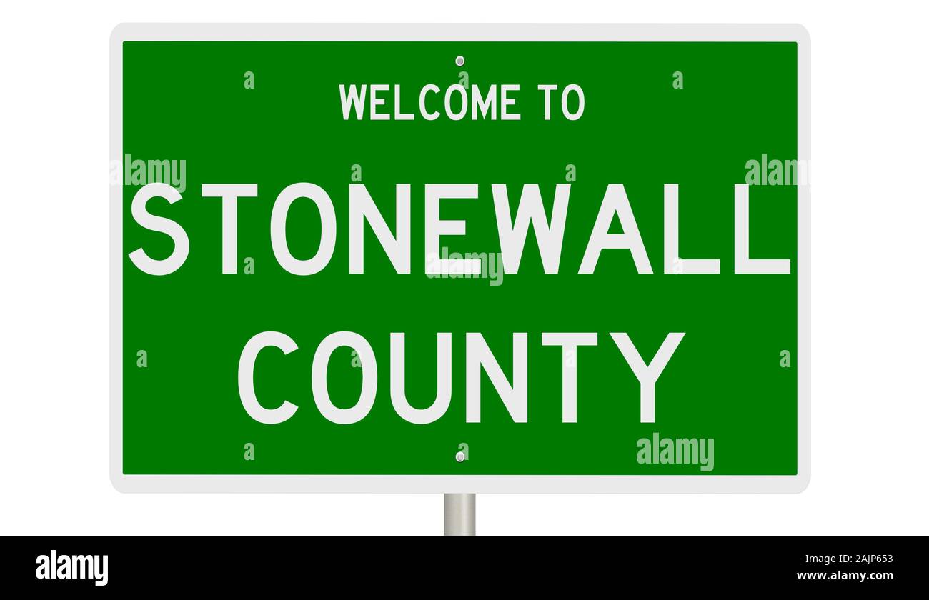 Il rendering di un verde 3d autostrada segno per Stonewall County Foto Stock