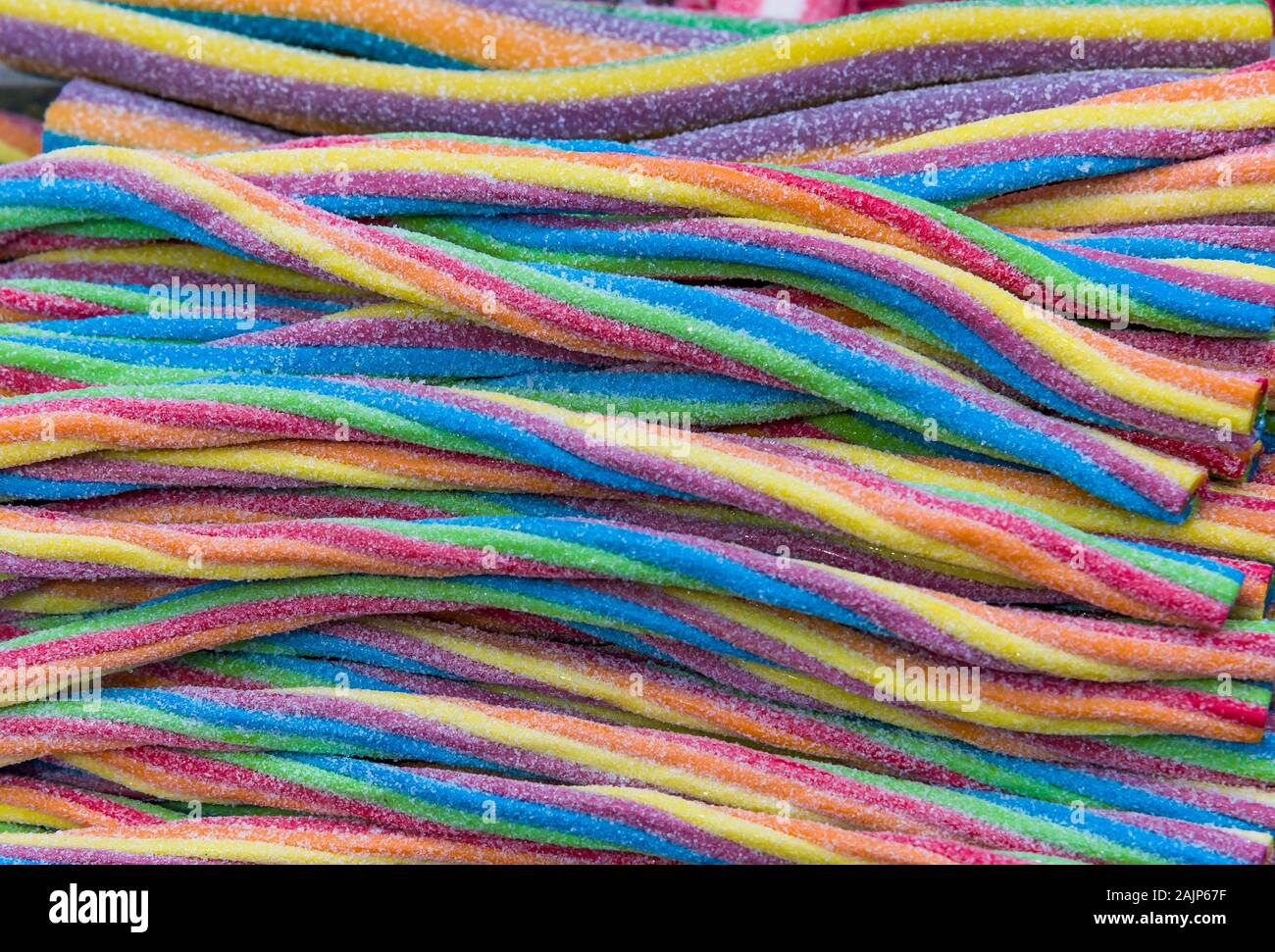 Un assortimento di caramelle gommose. Vista dall'alto. Caramelle gommose. Jelly multicolore di dolci. Foto Stock