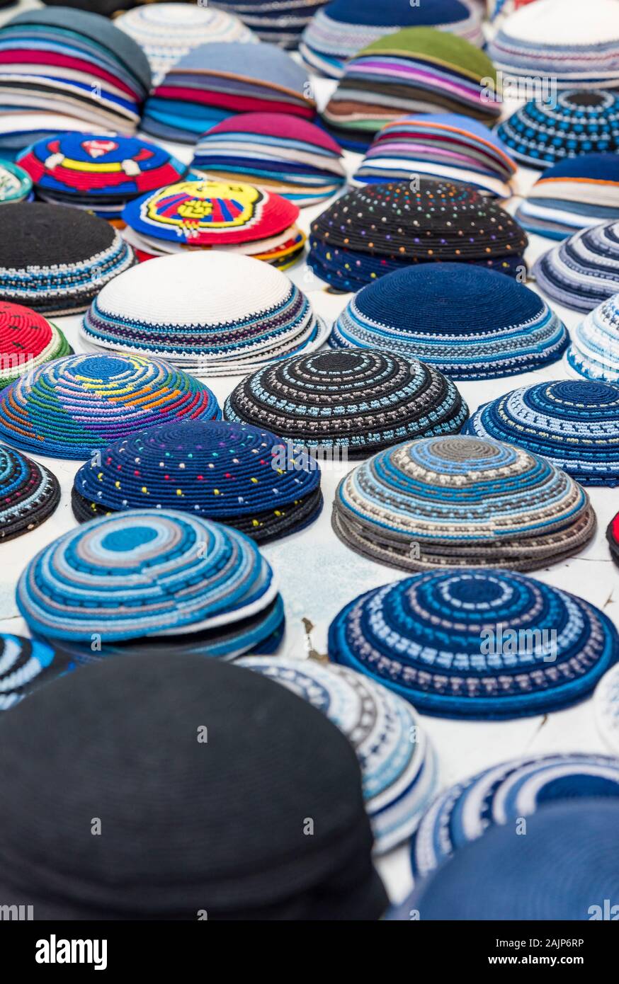 Yarmulke, un ebreo la copertura del capo Ebraico Ebraico di acconciatura di acconciatura. Foto Stock