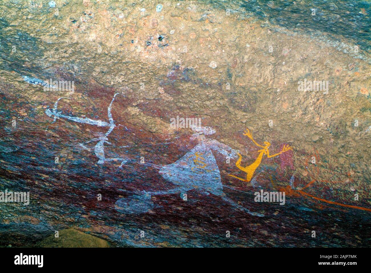 Australia, Aborigene pitture rupestri a Nourlangie Rock nel Territorio del Nord Foto Stock