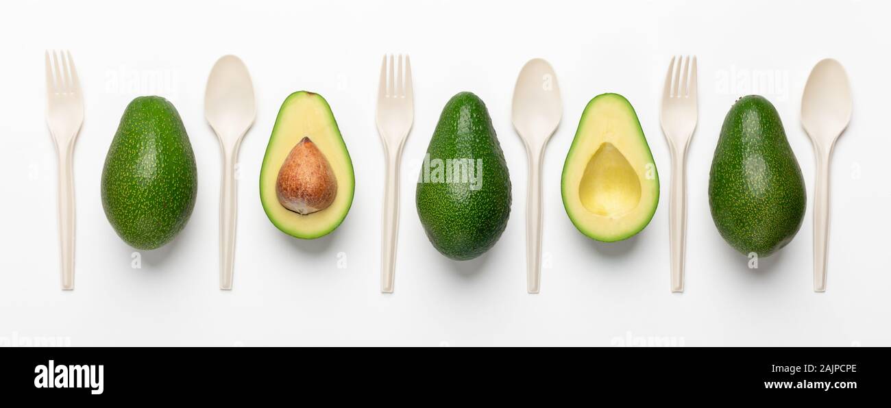 Semi di avocado biodegradabili Posate monouso Foto stock - Alamy