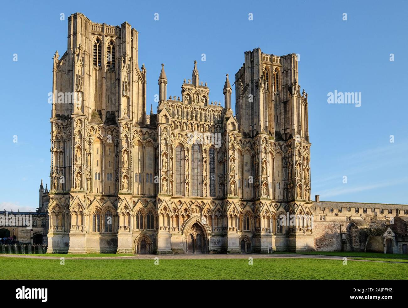 Cattedrale di Wells, pozzi, Somerset, Regno Unito Foto Stock