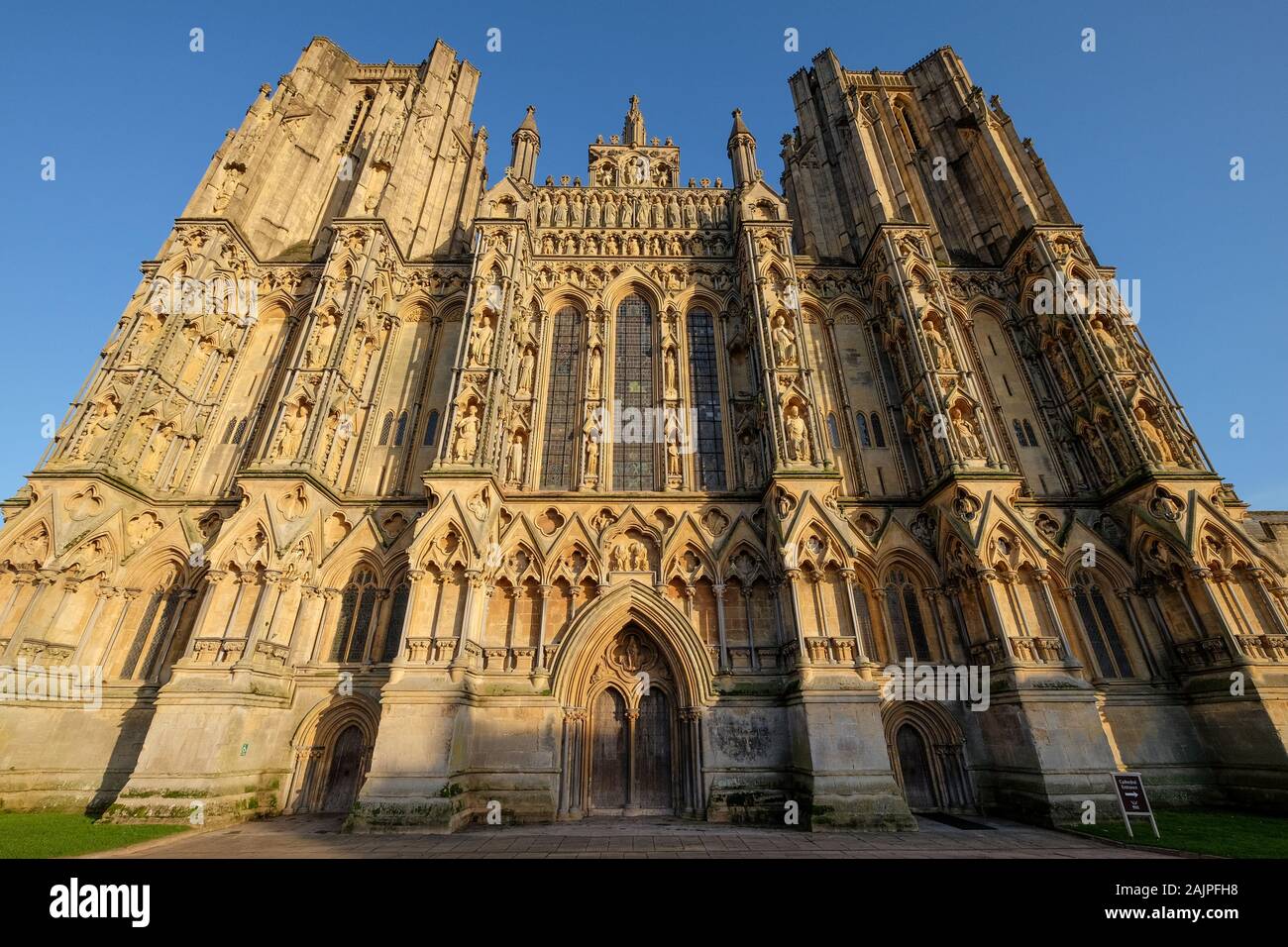 Cattedrale di Wells, pozzi, Somerset, Regno Unito Foto Stock