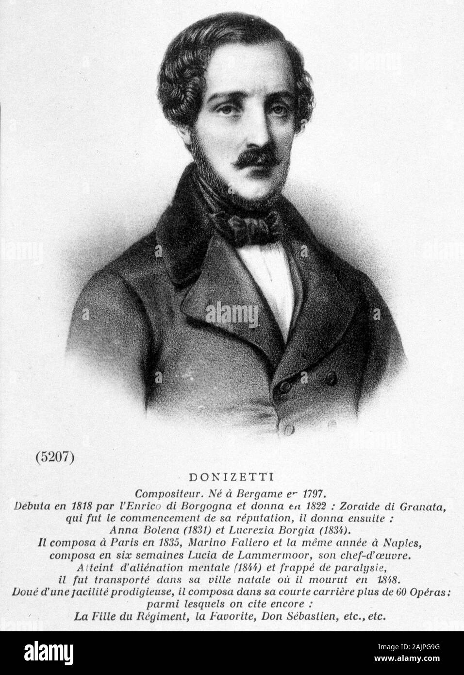 Portrait de Gaetano Donizetti,1797-1848 - rotocalco, XIXeme siecle Foto Stock