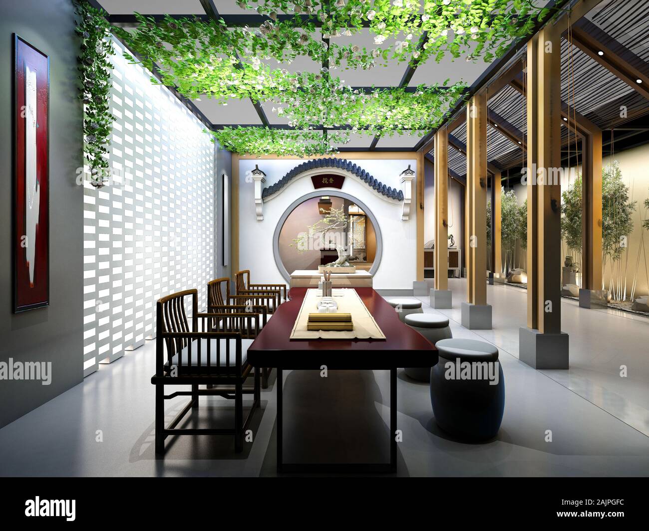 3D render del moderno arredamento soggiorno Foto Stock