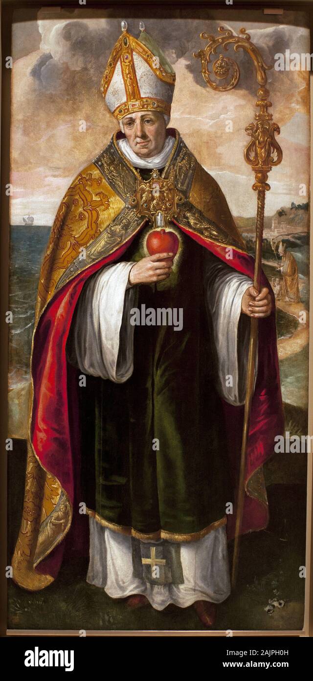 Agostino di Ippona - Saint Augustin (Augustin d'Hippone, 354-430) Peinture de Maaerten de Vos (Martin de Vos, Marten de Vos) (1532-1603), Huile sur b Foto Stock