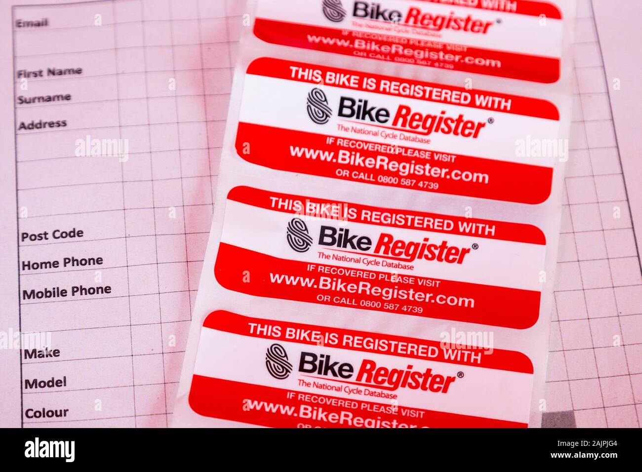 Registro di bici, ciclo nazionale Database, London, England, Regno Unito, Europa Foto Stock