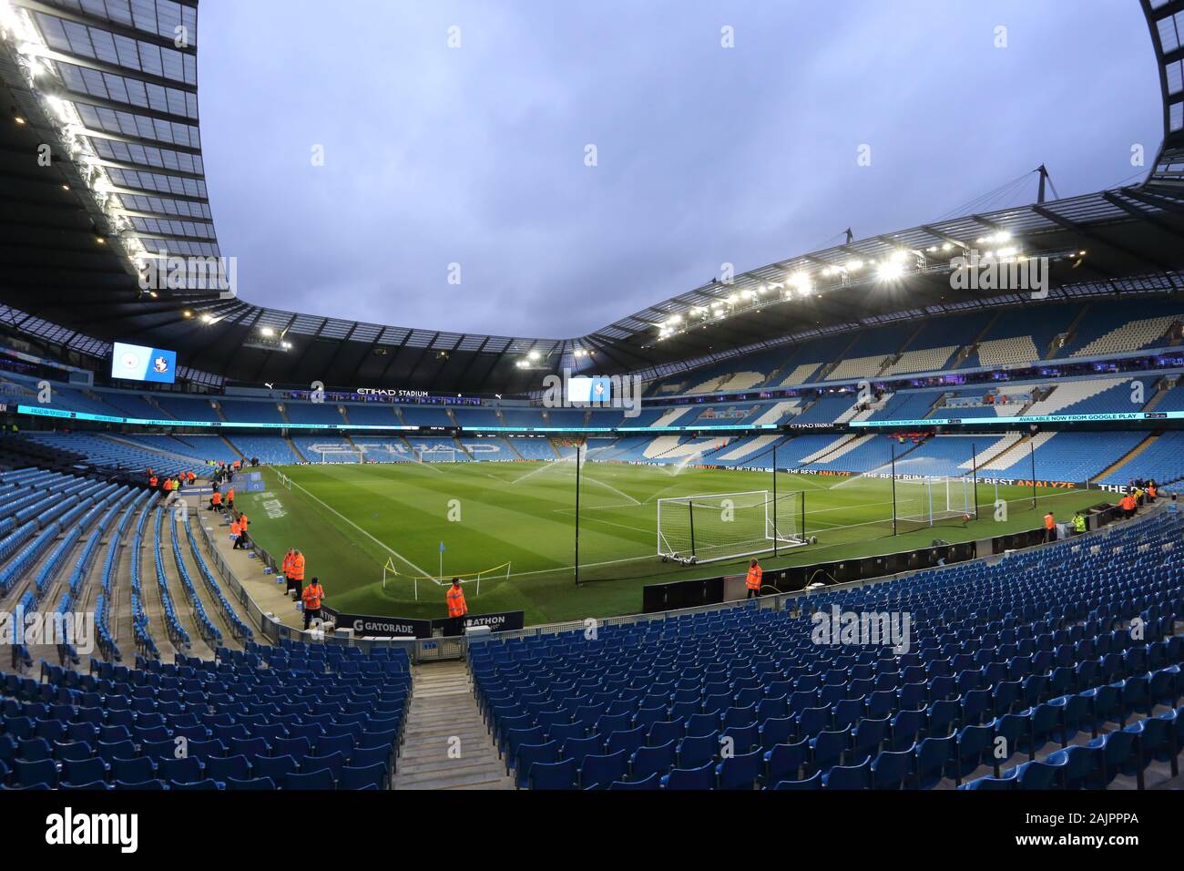 Manchester, Regno Unito. 4 gennaio, 2020. Una vista generale all'interno dell'Etihad Stadium, casa a Manchester City FC. Foto Stock