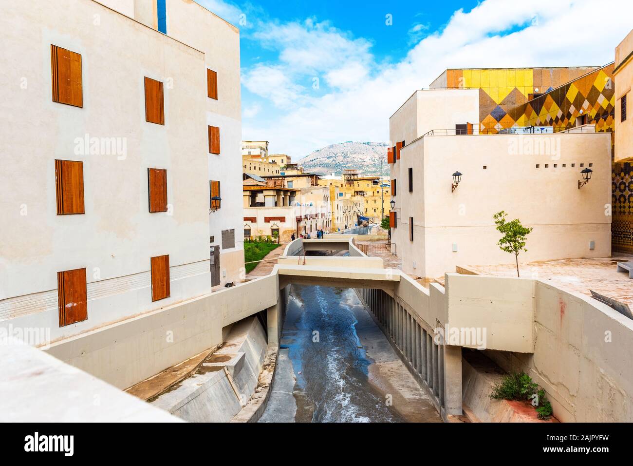 Vista degli edifici della vecchia medina di Fez, Marocco Foto Stock