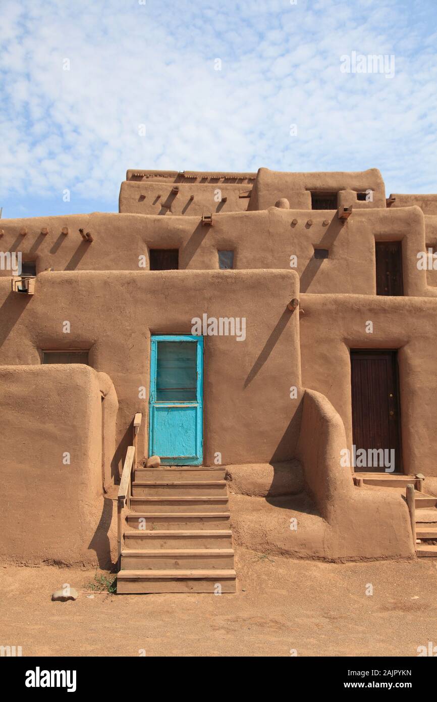 Taos Pueblo, Sito Patrimonio Mondiale dell'UNESCO, Taos, Nuovo Messico, STATI UNITI D'AMERICA Foto Stock