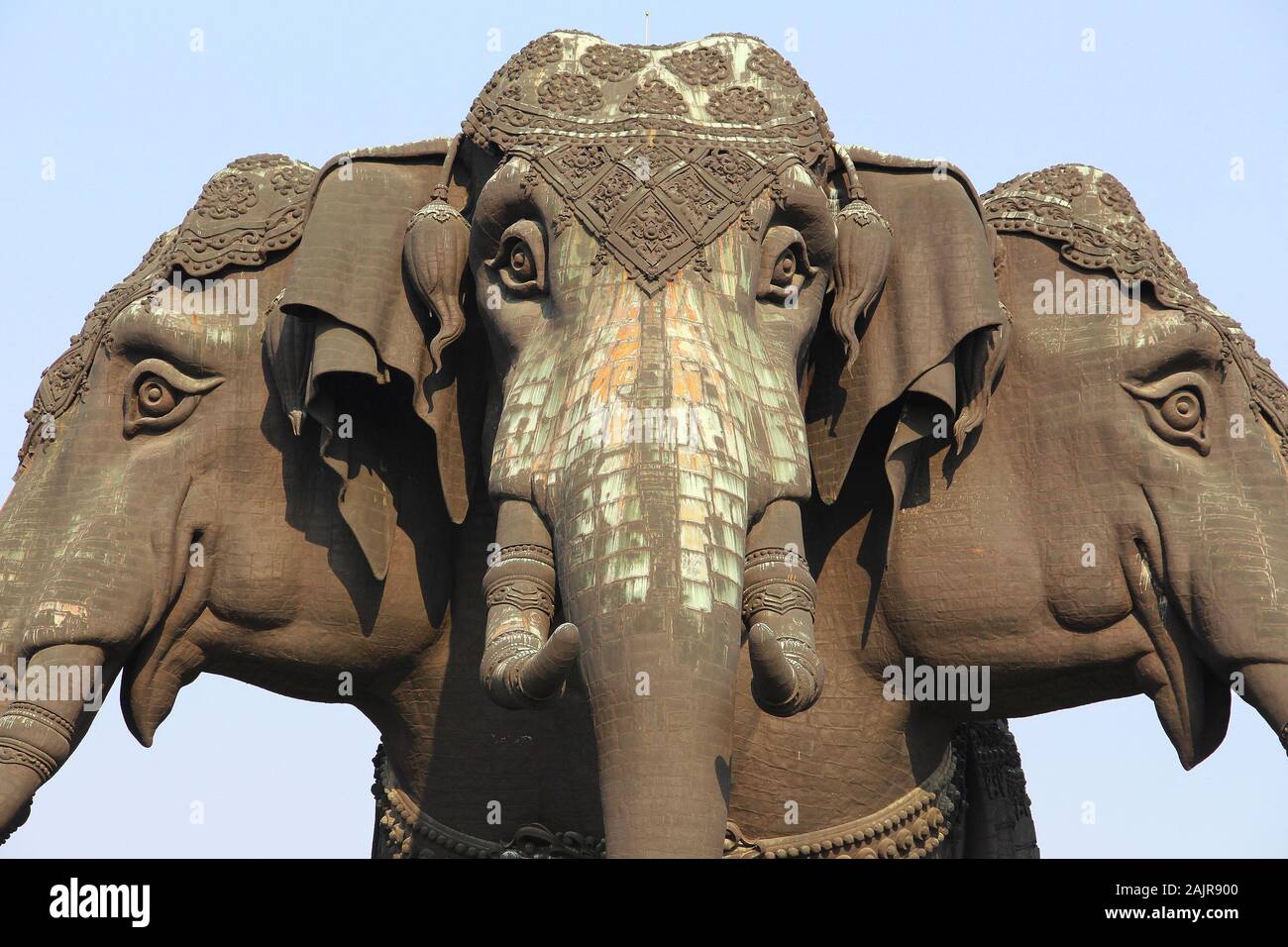 I tre capi dell'Elefante presso il Museo di Erawan Bangkok Foto Stock