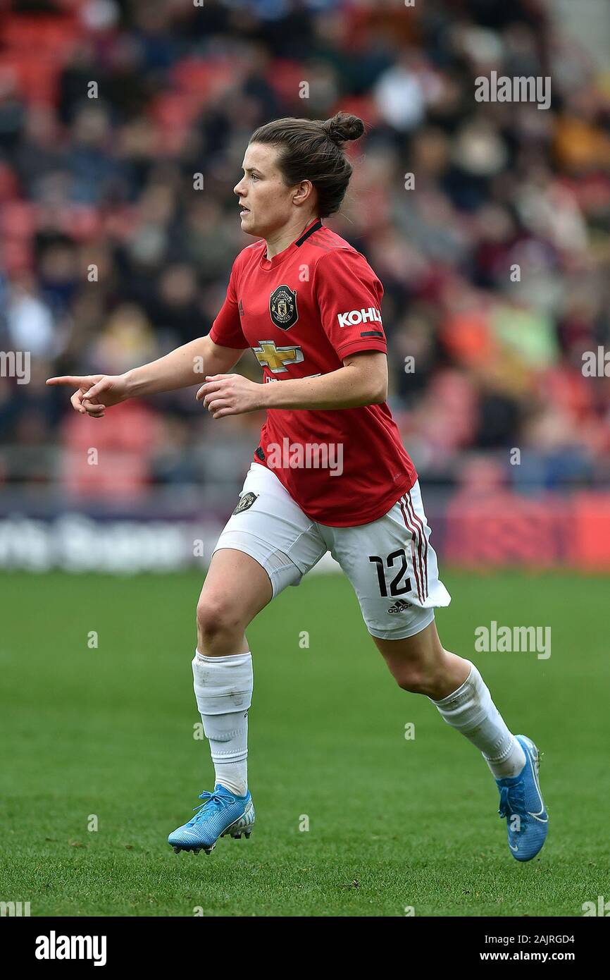 Leigh, Regno Unito. 05 gen, 2020. LEIGH, Inghilterra - Gennaio 5th Hayley Ladd del Manchester United per le donne durante la Barclaycard FA DONNA Super League match tra Manchester United e la città di Bristol a Leigh Sport Stadium, Leigh domenica 5 gennaio 2020. (Credit: Eddie Garvey | MI News) La fotografia può essere utilizzata solo per il giornale e/o rivista scopi editoriali, è richiesta una licenza per uso commerciale Credito: MI News & Sport /Alamy Live News Foto Stock