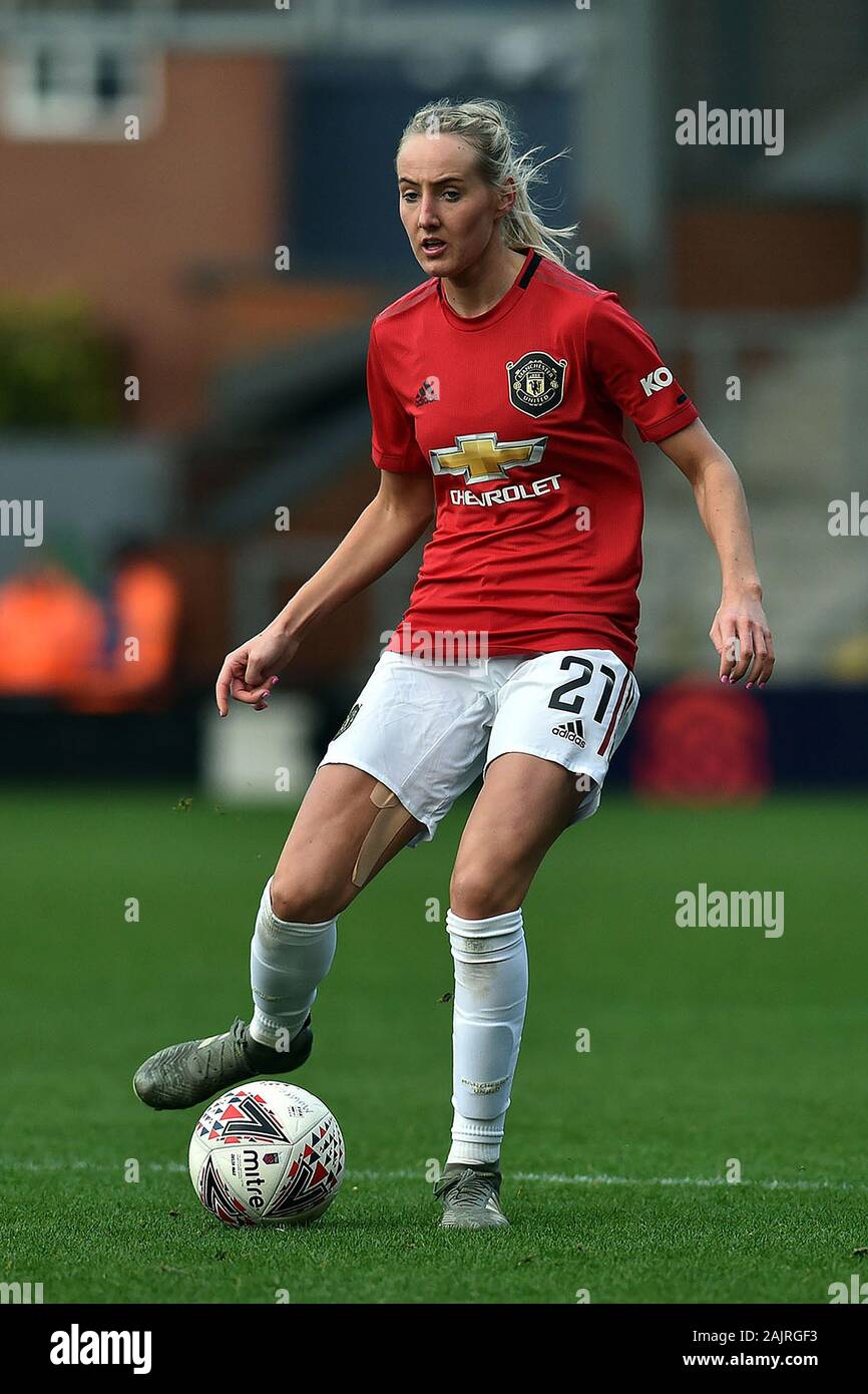 Leigh, Regno Unito. 05 gen, 2020. LEIGH, Inghilterra - Gennaio 5th Millie Turner del Manchester United per le donne durante la Barclaycard FA DONNA Super League match tra Manchester United e la città di Bristol a Leigh Sport Stadium, Leigh domenica 5 gennaio 2020. (Credit: Eddie Garvey | MI News) La fotografia può essere utilizzata solo per il giornale e/o rivista scopi editoriali, è richiesta una licenza per uso commerciale Credito: MI News & Sport /Alamy Live News Foto Stock