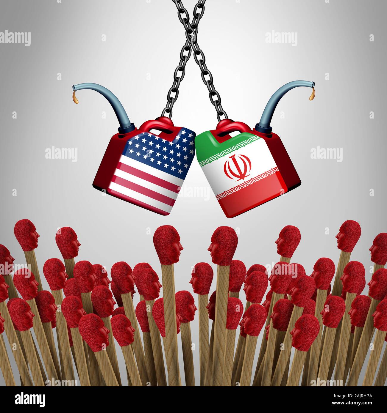 Iran Stati Uniti volitile crisi e American iraniano rischio di guerra come militari USA GUERRA tensione in Medio Oriente come una minaccia imminente concetto. Foto Stock