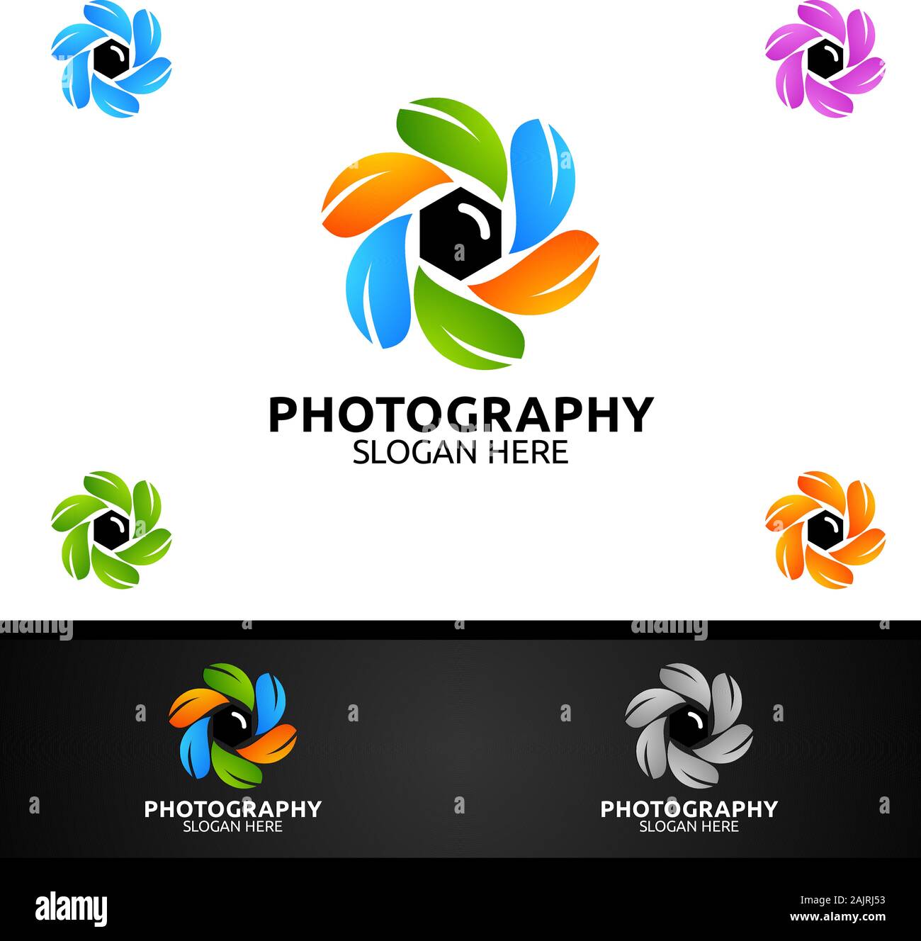 La natura della fotografia icona Logo vettoriale del modello di progettazione Illustrazione Vettoriale