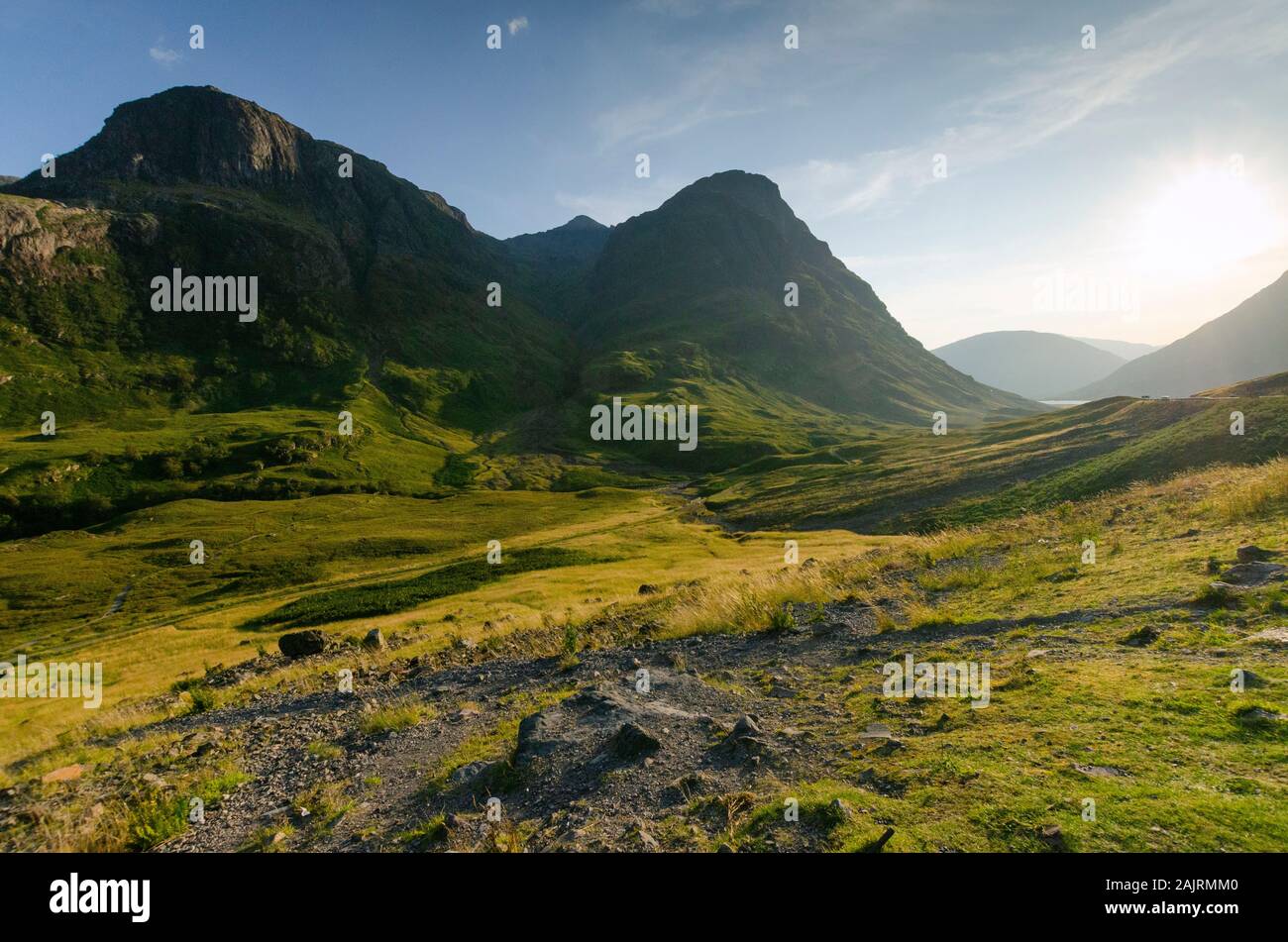 La West Highland Way al Glen Coe nelle Highlands scozzesi della Scozia UK Foto Stock
