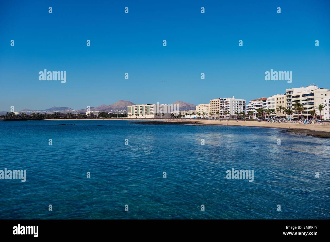 Arrecife, Lanzarote, Spagna - 27 dicembre 2019: costa di Arrecife la capitale di Lanzarote Spagna Foto Stock