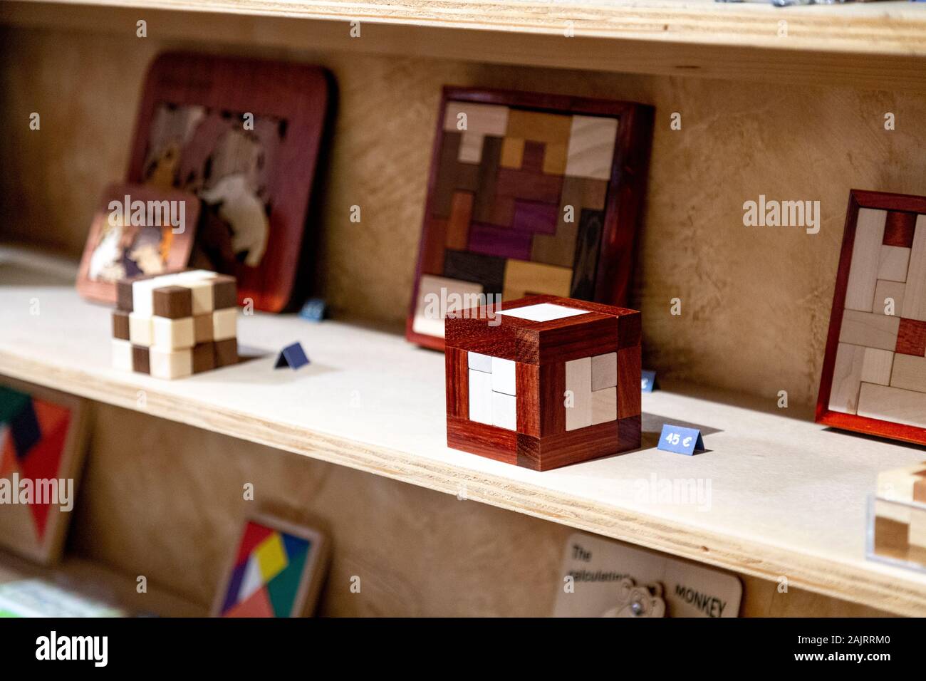 Interno del puzzle - puzzle shop in Palma di Mallorca, Spagna Foto Stock