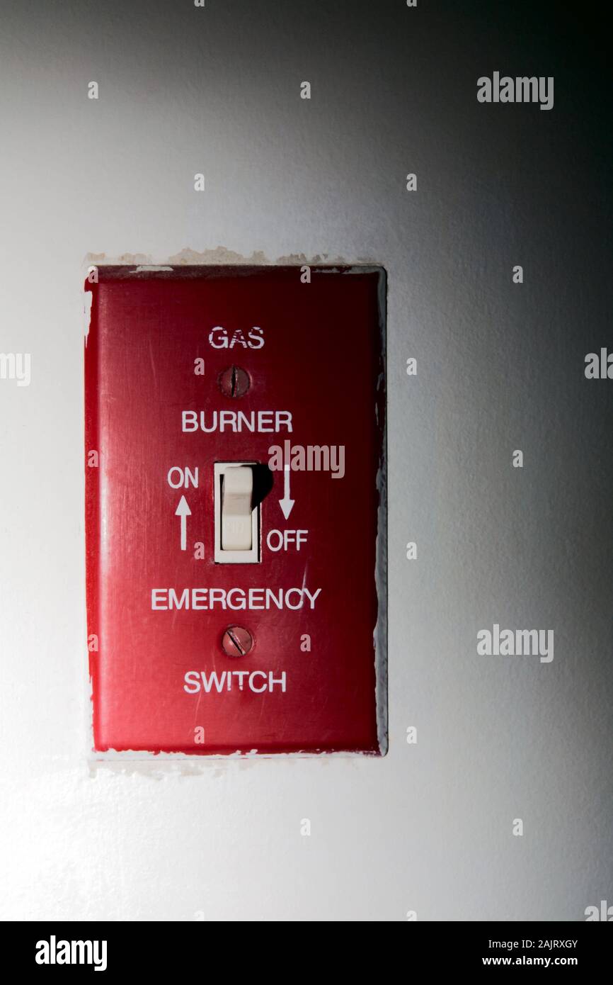 Bruciatore a gas di interruttore di emergenza Foto Stock
