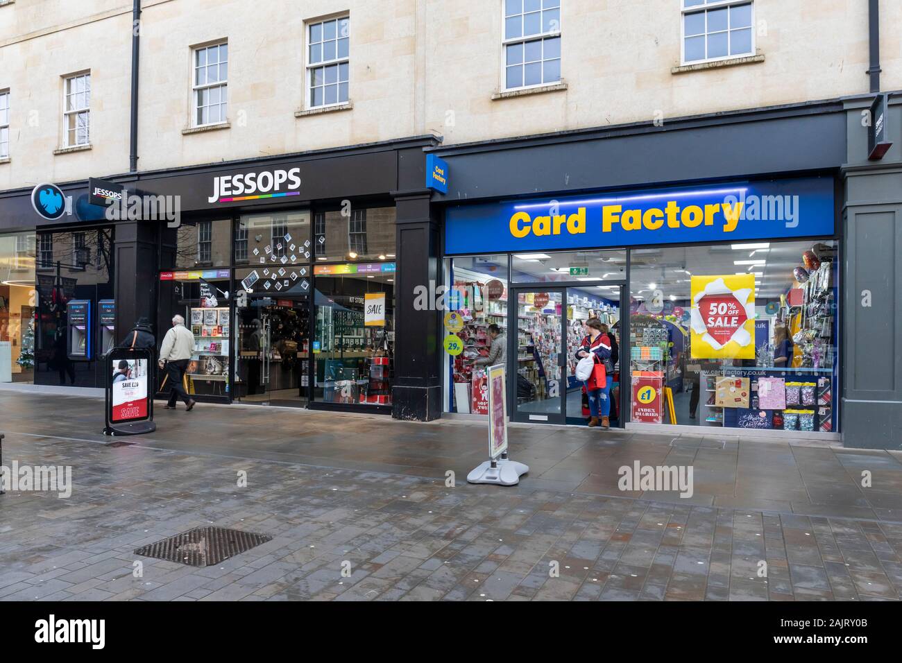 Gennaio vendita per Jessops e carta di fabbrica in Southgate, bagno, REGNO UNITO Foto Stock