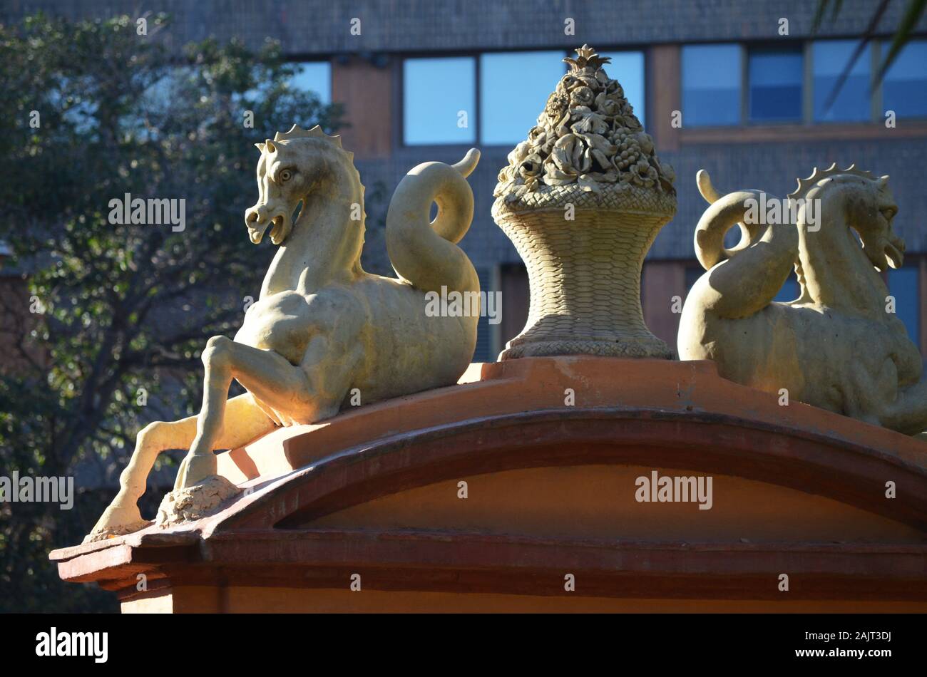 Il XIX secolo i giardini in stile neoclassico di Montfort a Valencia, Spagna Foto Stock