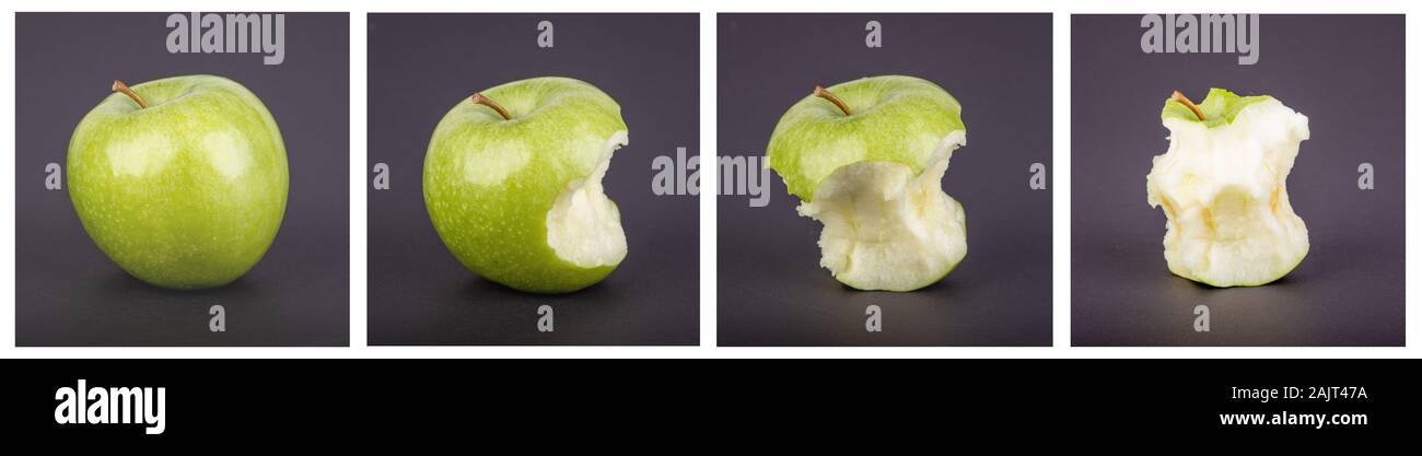 Verde mela, stazioni di mangiare Foto Stock