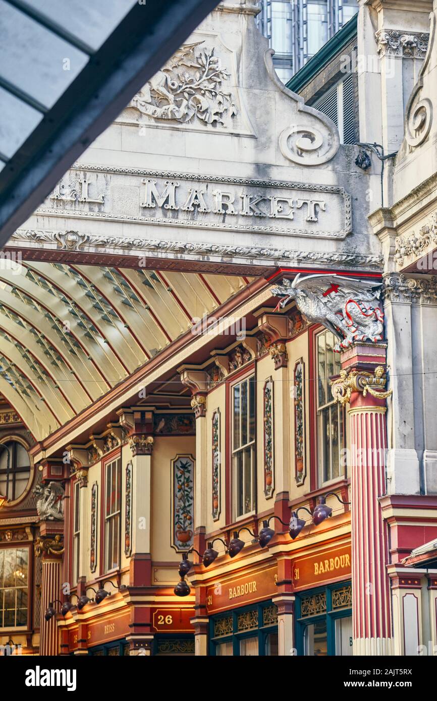 Mercato Leadenhall, città di Londra. Foto Stock
