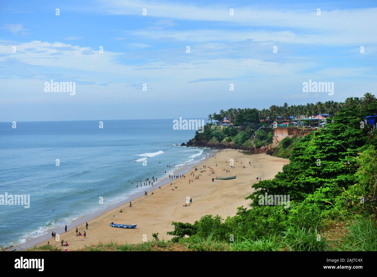 La bellissima spiaggia di Varkala a Kerela, India. Foto Stock