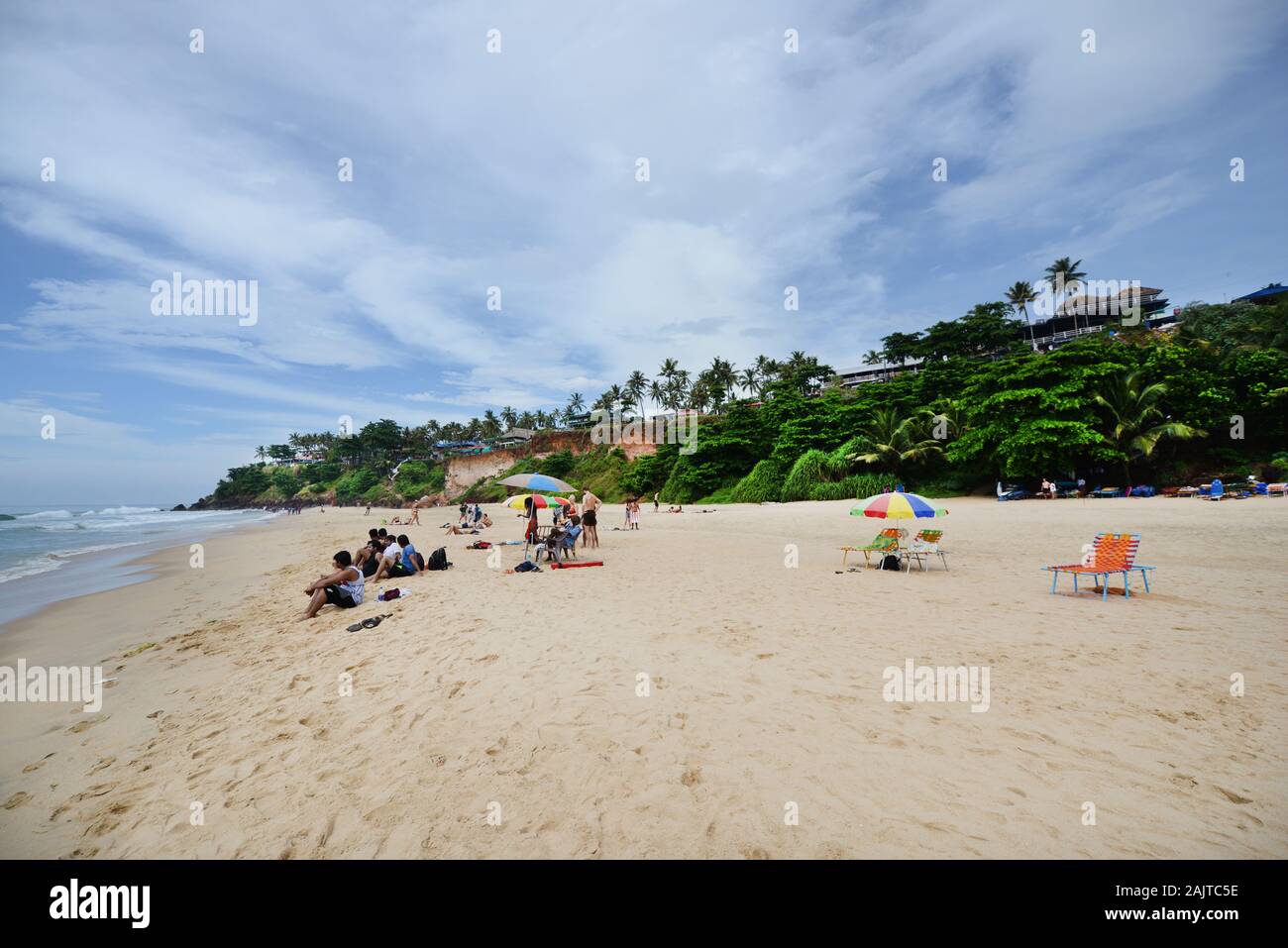 La bellissima spiaggia di Varkala a Kerela, India. Foto Stock