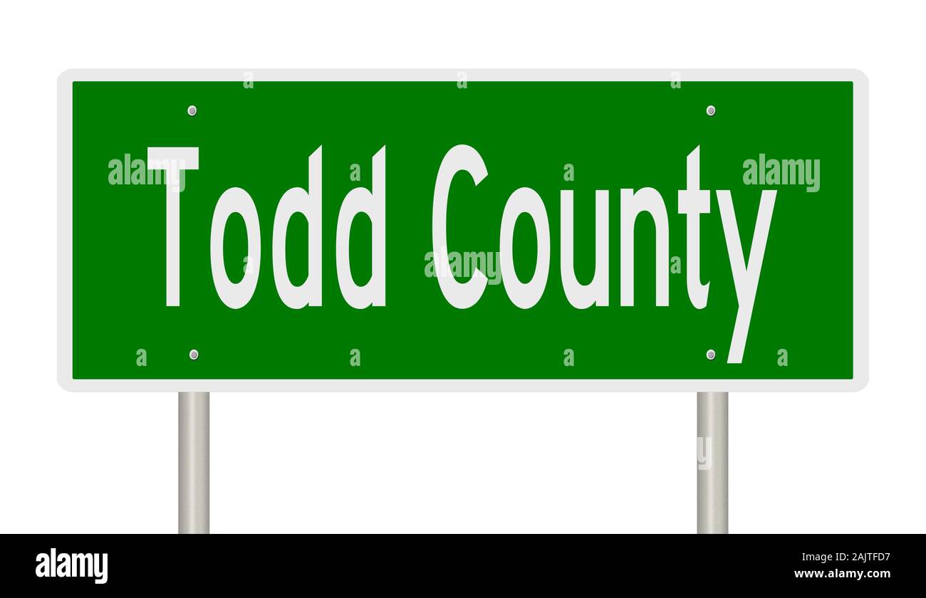 Il rendering di un verde 3d autostrada segno per Todd County Foto Stock