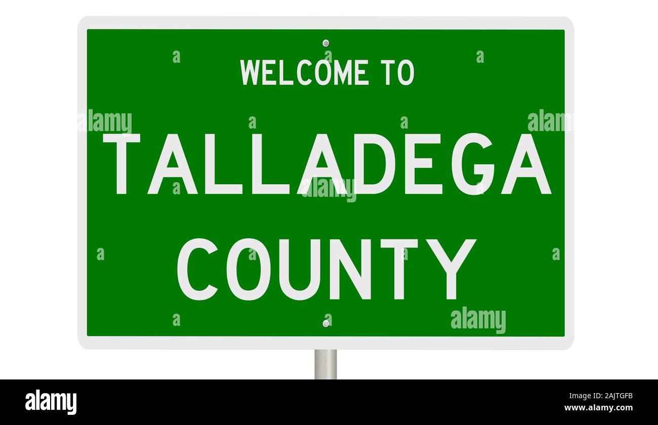 Il rendering di un verde 3d autostrada segno per Talladega County Foto Stock