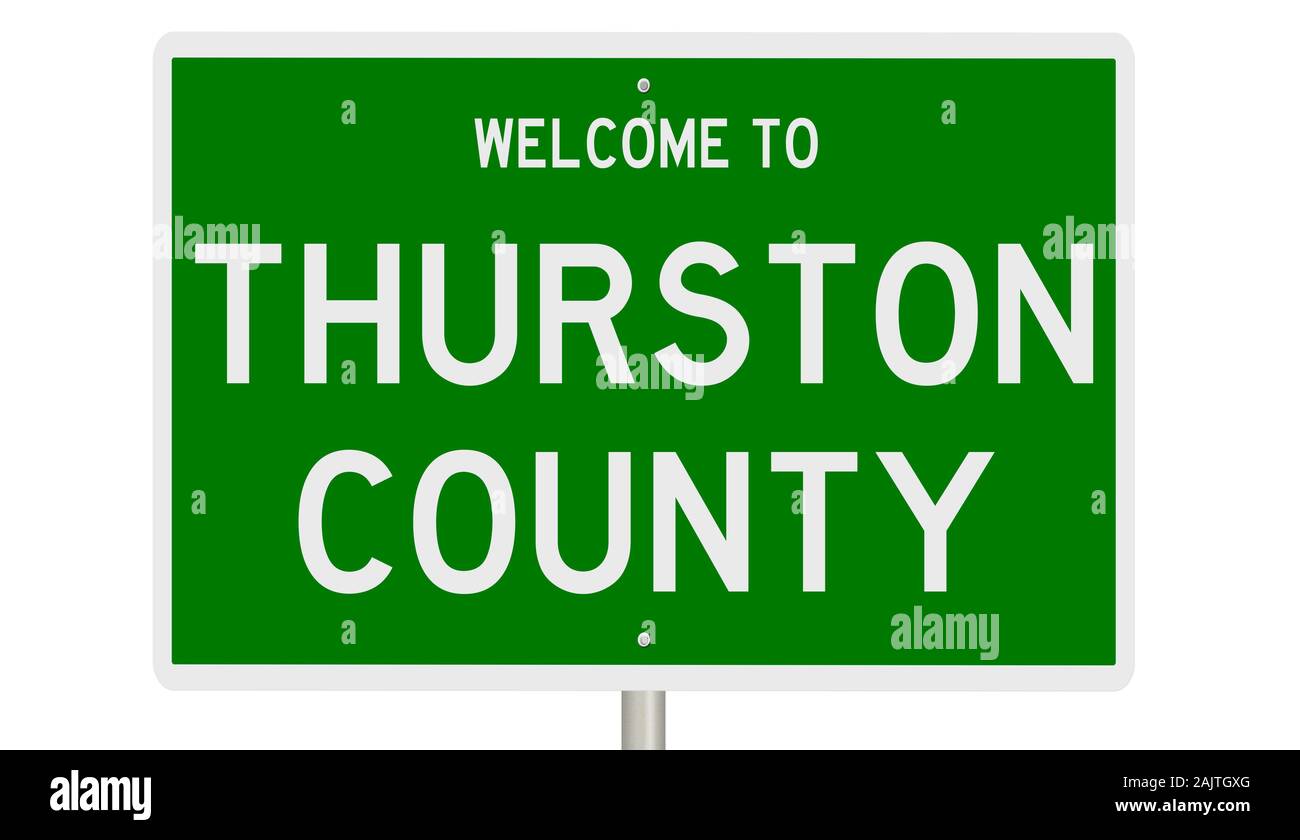 Il rendering di un verde 3d autostrada segno per Thurston County Foto Stock