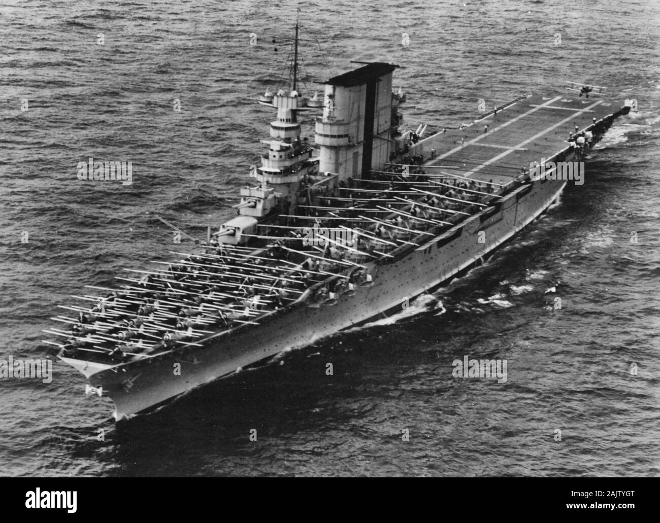 Gli Stati Uniti Navy portaerei USS Saratoga (CV-3) piani di sbarco del 6 giugno 1935. Foto Stock