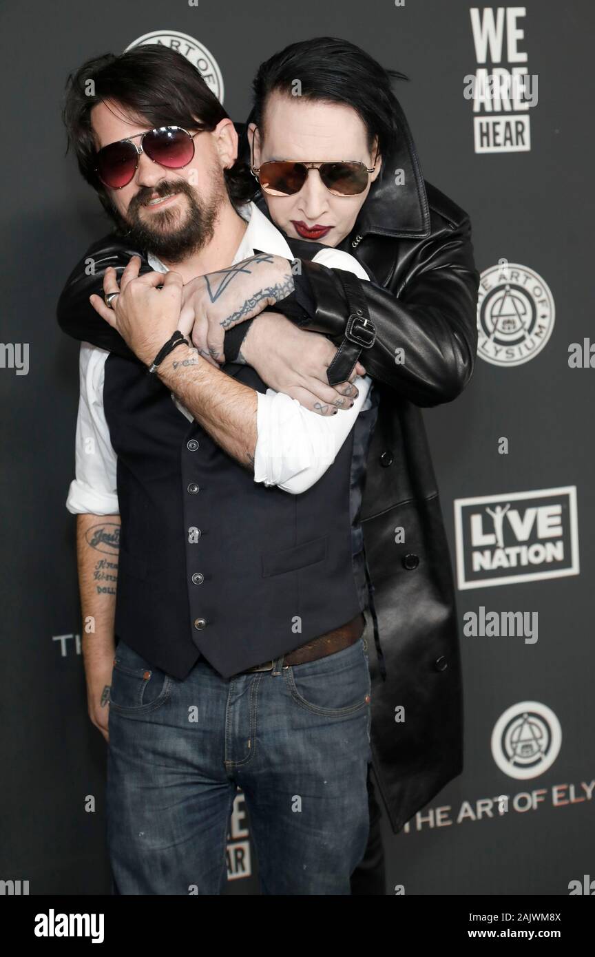 Shooter Jennings e Marilyn Manson a xiii arte di Elysium celebrazione "cielo" a Hollywood Palladium. Los Angeles, 4 gennaio, 2020 | Utilizzo di tutto il mondo Foto Stock