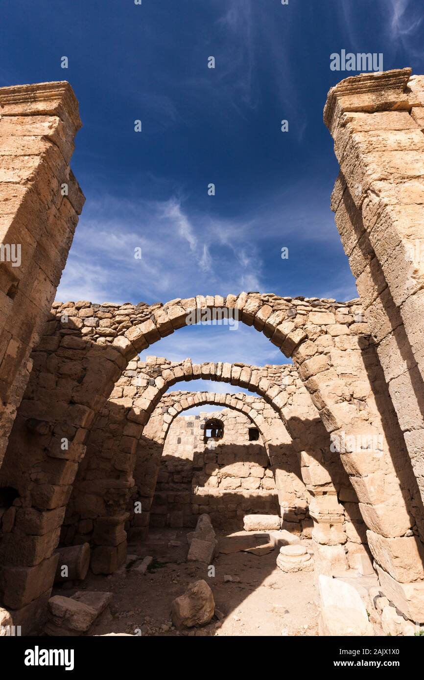Al-Rabba romana e bizantina ruderi, Rabba, Kings Highway, route 35, storica strada sulla terra alta, Giordania, Medio Oriente e Asia Foto Stock
