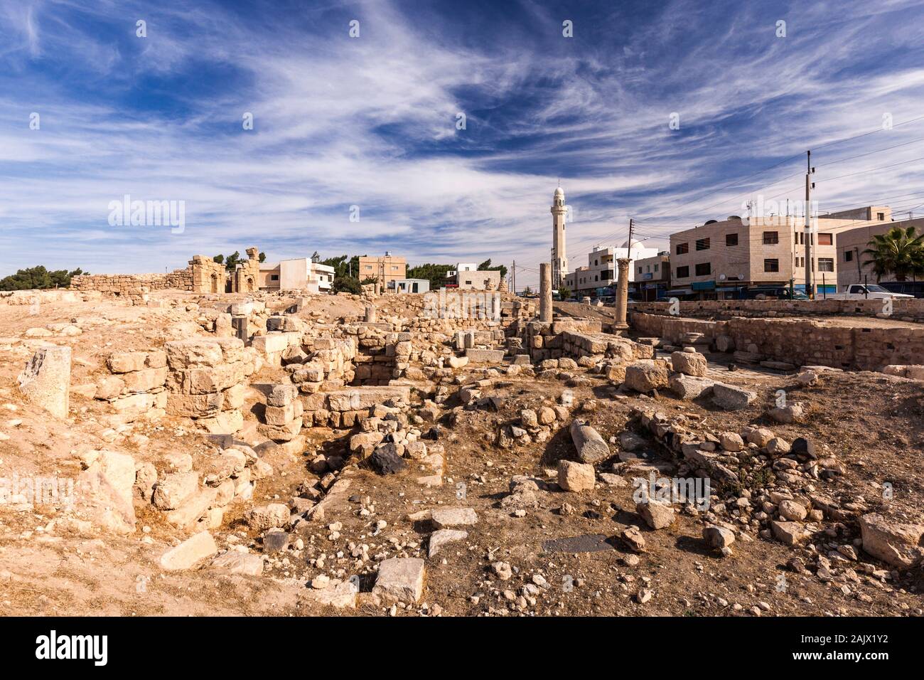 Al-Rabba romana e bizantina ruderi, Rabba, Kings Highway, route 35, storica strada sulla terra alta, Giordania, Medio Oriente e Asia Foto Stock