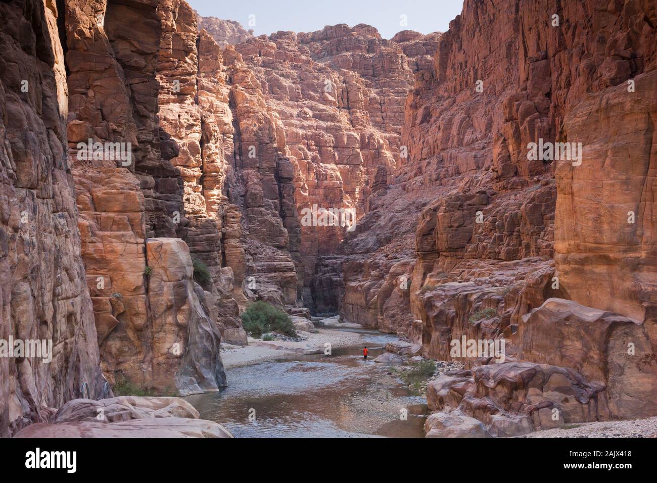 Riserva al Mujib, Wadi Mujib, grande vista della valle, Madaba, alto, Giordania, medio Oriente, Asia Foto Stock